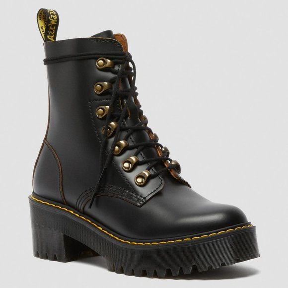 Dr. Martens Shoes - Dr. Martens Women's Leona Vintage Smooth Leather Heeled Boot